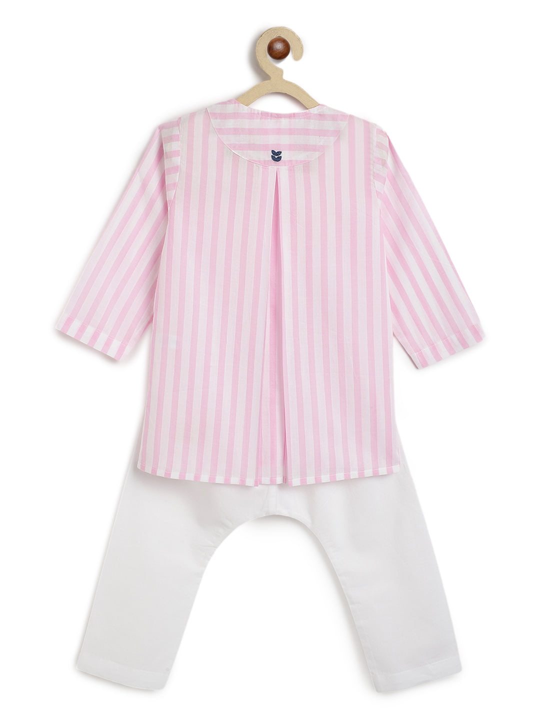 Blush Pink Stripes Baby Kurta Set - Image 5