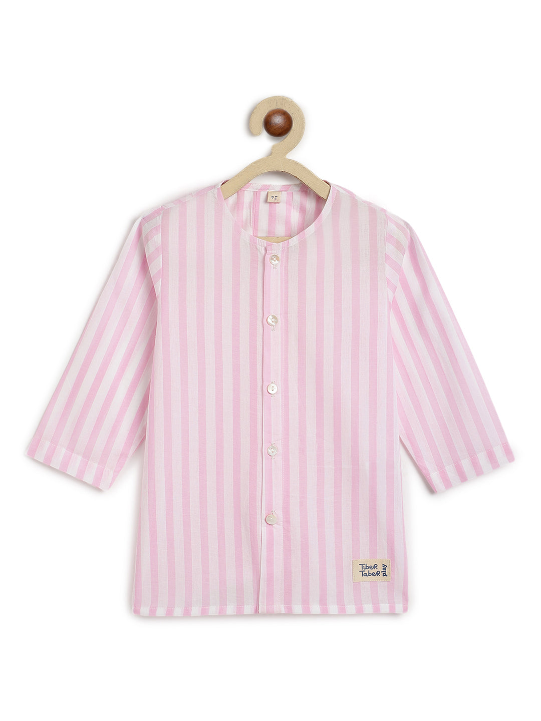 Blush Pink Stripes Baby Kurta Set - Image 6