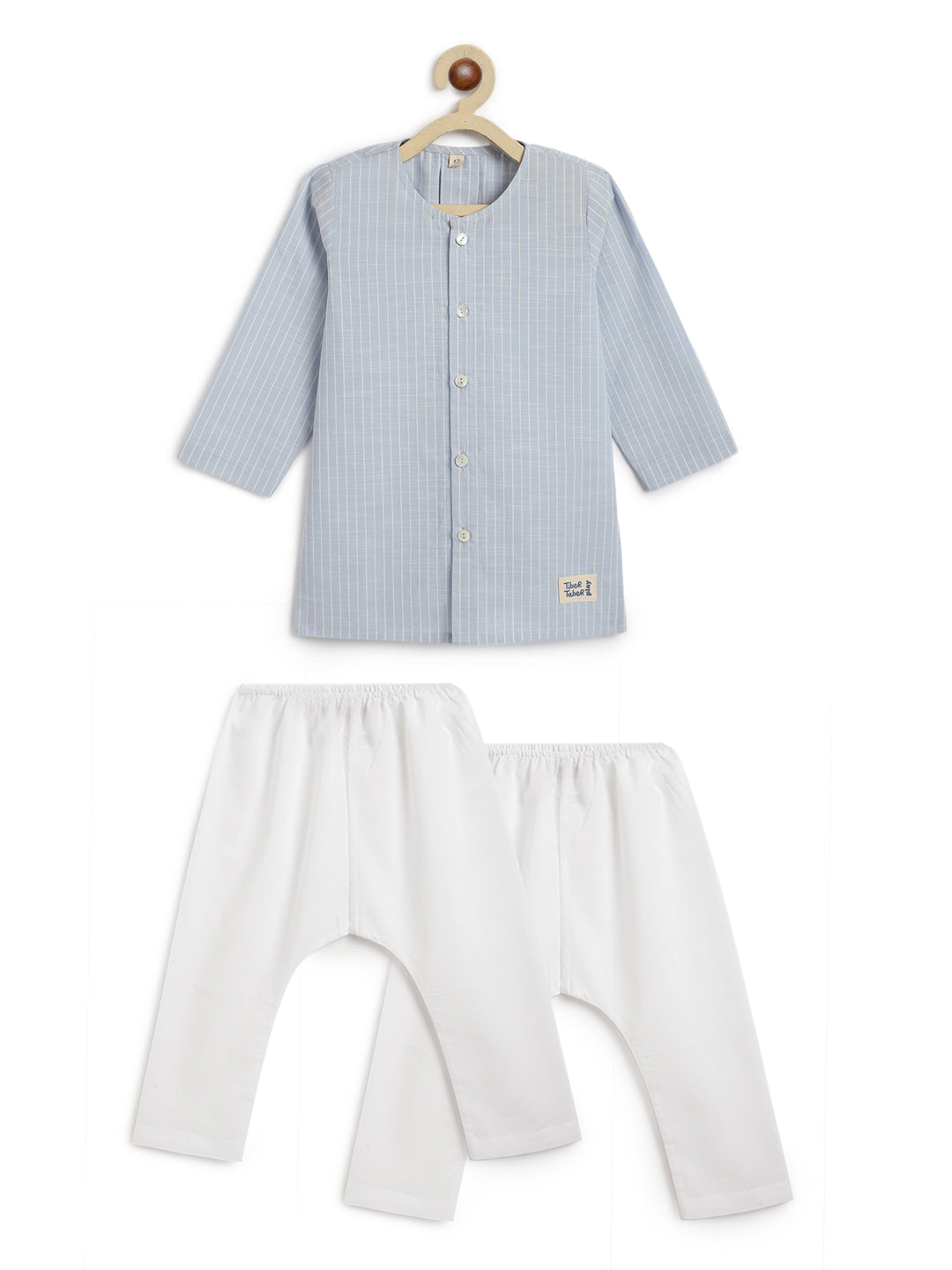 Blue Stripes Baby Kurta Set - Image 2