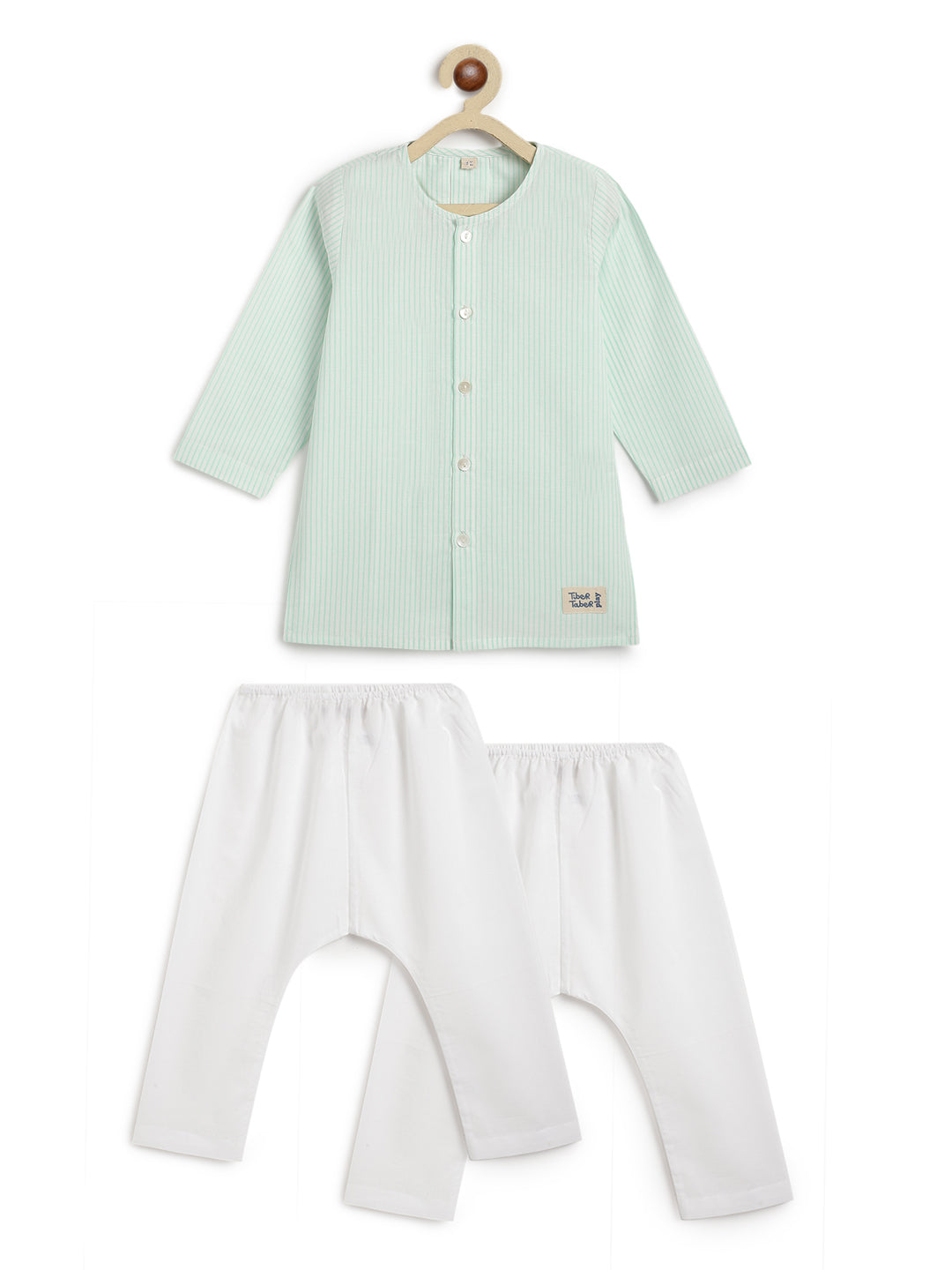 Mint Stripes Baby Kurta Set - Image 2