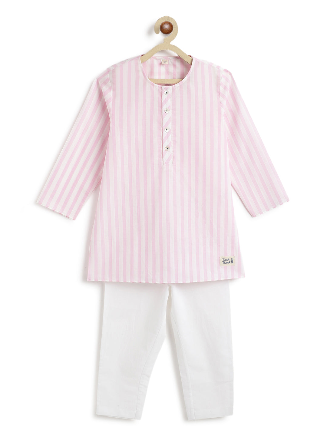 Blush Pink Stripes Boy Kurta Set