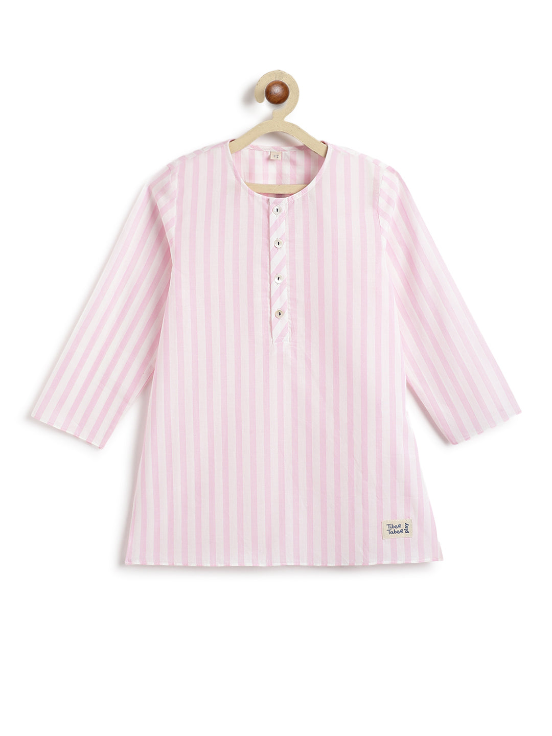 Blush Pink Stripes Boy Kurta Set - Image 6