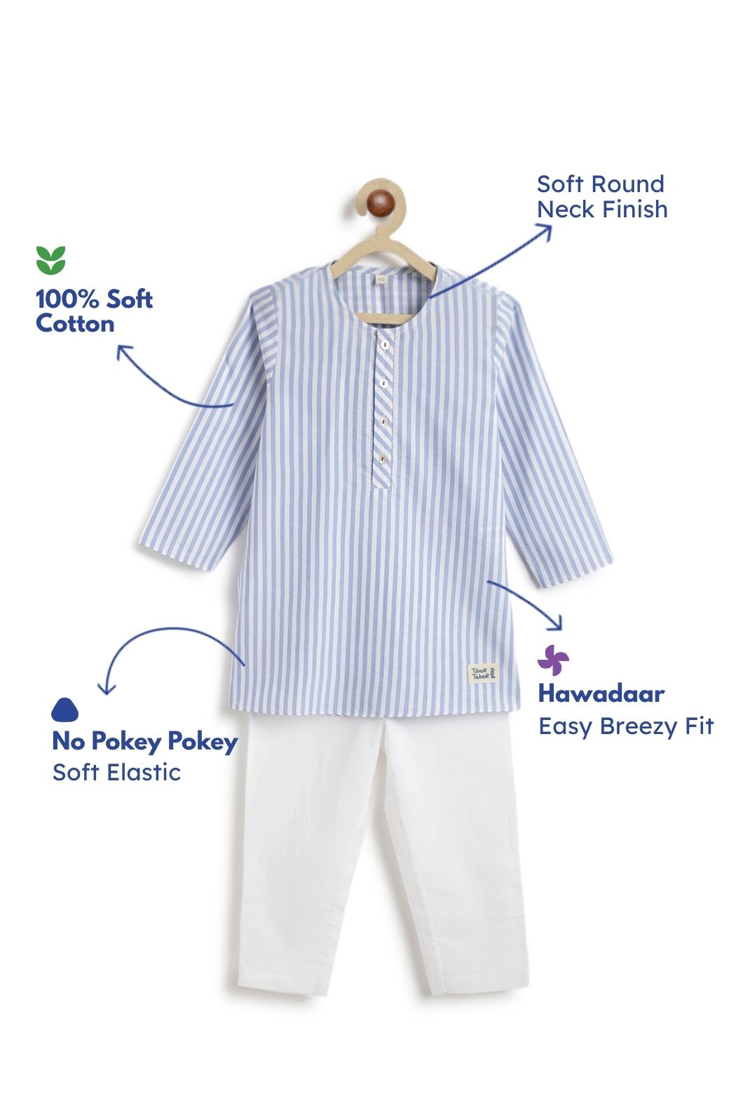 Blue Stripes Boy Kurta Set