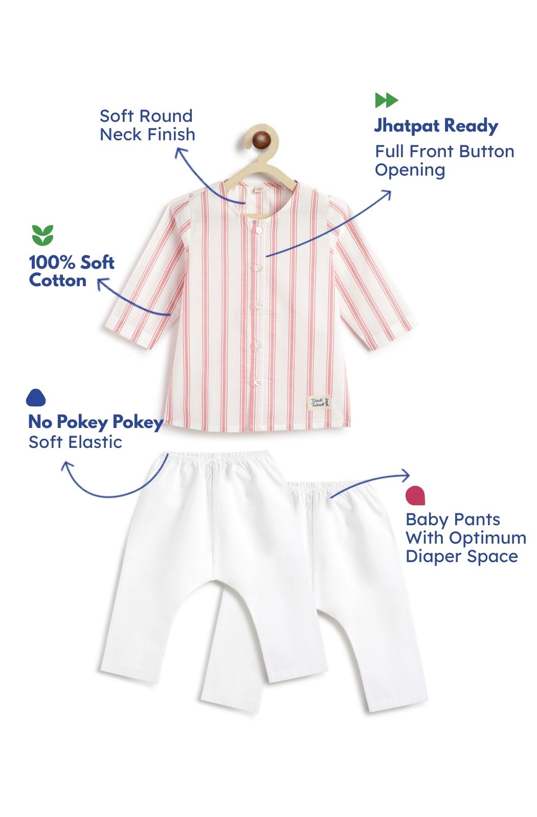 Peach Stripes Baby Kurta Set