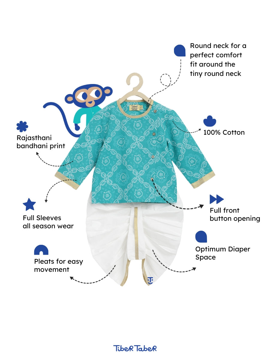 Mini Maharaj Dhoti Kurta Set - Blue