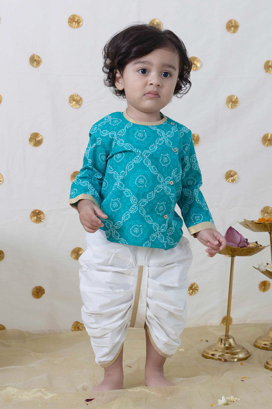 Mini Maharaj Dhoti Kurta Set - Blue