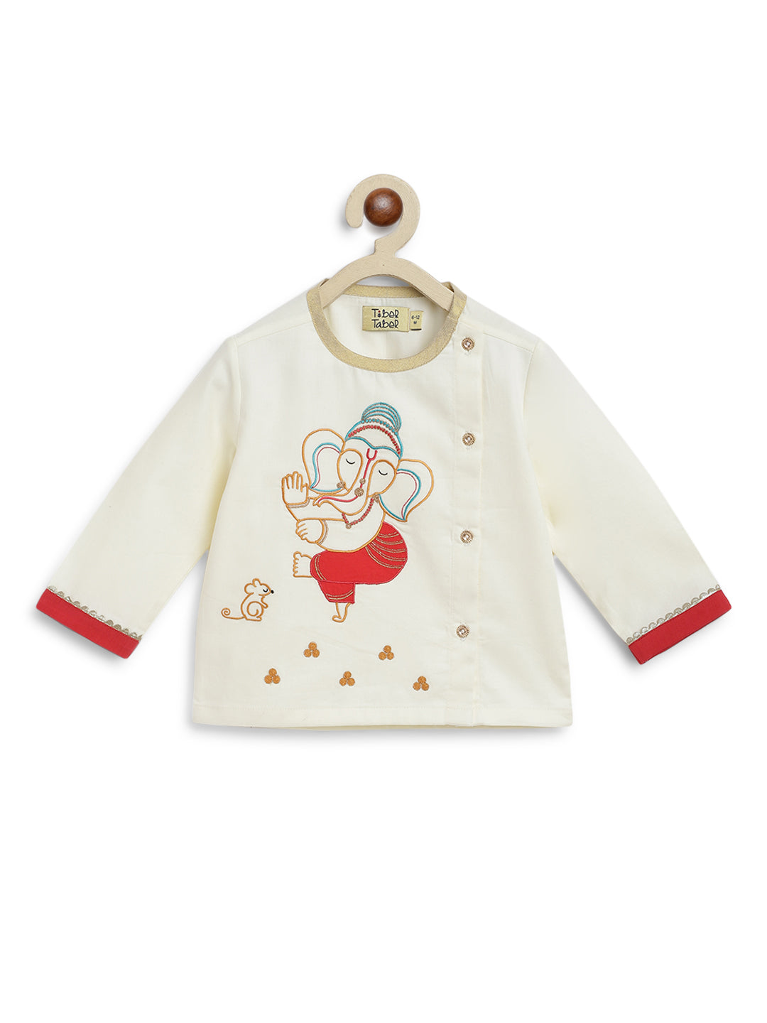 Baby Boy Ganesha Dhoti Set - Cream - Image 7