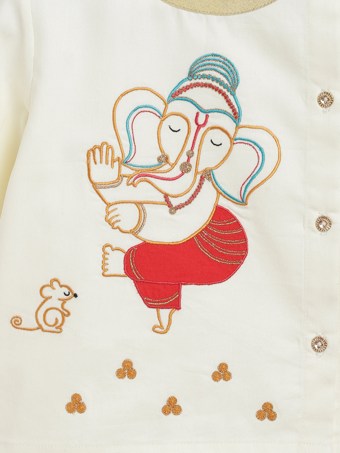 Baby Boy Ganesha Dhoti Set - Cream - Image 4