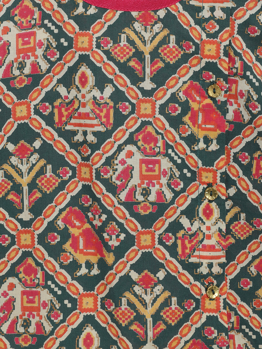 Baby Boy Patola Print Cotton Dhoti Kurta Set - Green - Image 10