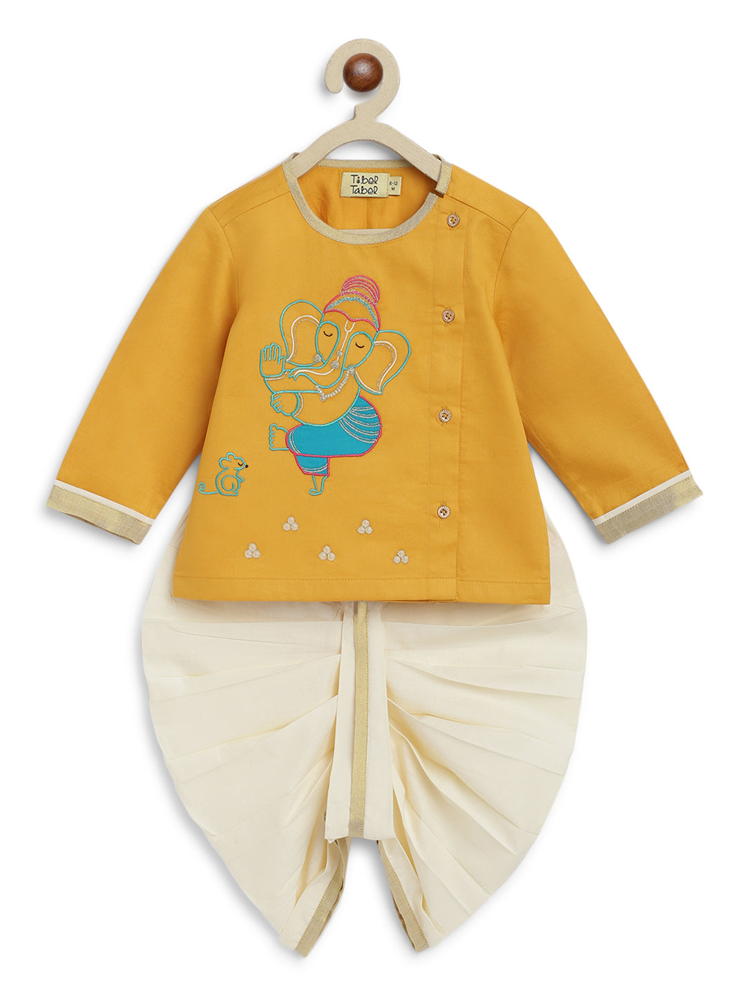 Baby Boy Ganesha Dhoti Set - Yellow