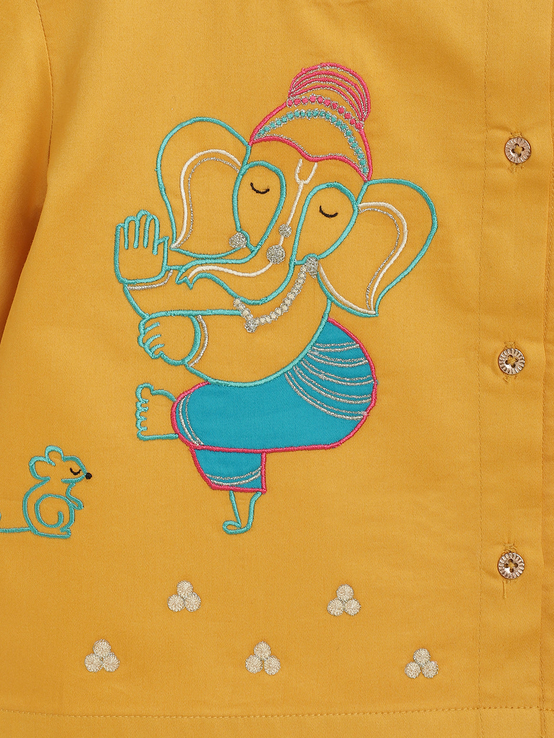 Baby Boy Ganesha Dhoti Set - Yellow - Image 5