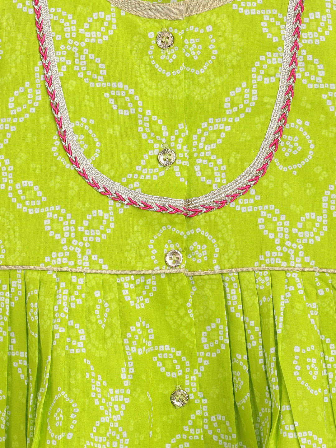 Baby Girl Bandhani Angrakha Suit Set - Green - Image 9
