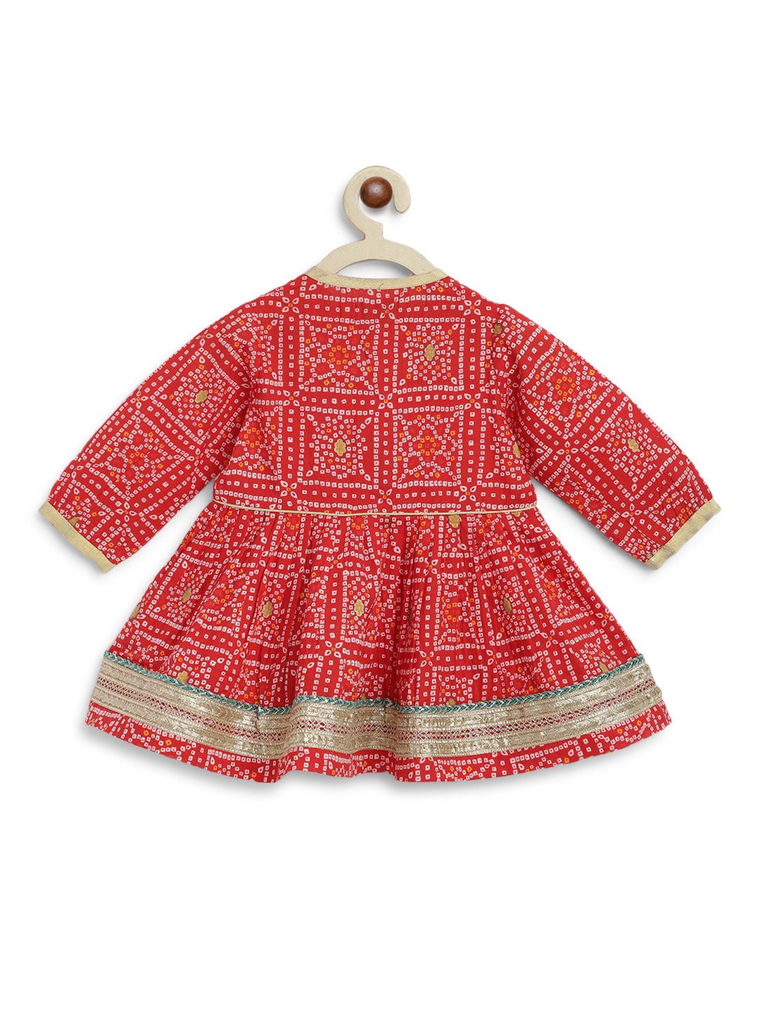 Baby Bandhani Angrakha Set - Red