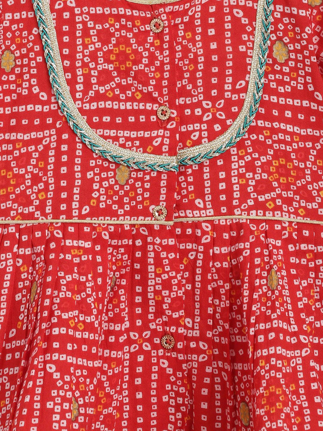 Baby Bandhani Angrakha Set - Red - Image 10