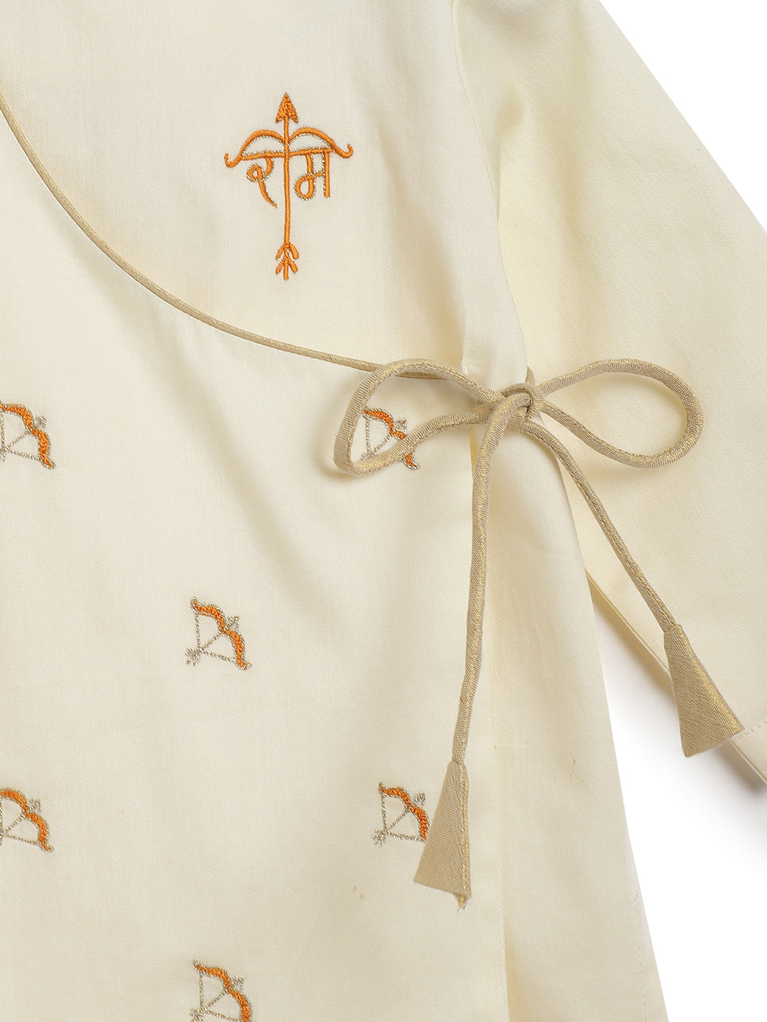 Divine Bow Dhoti Kurta Set - Cream