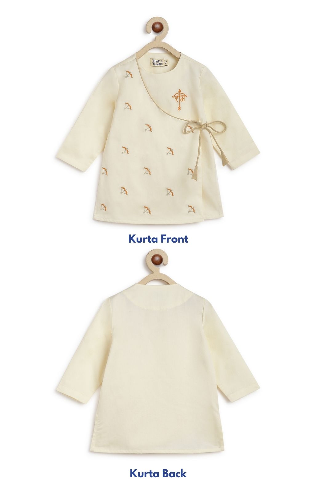 Divine Bow Dhoti Kurta Set - Cream - Image 4