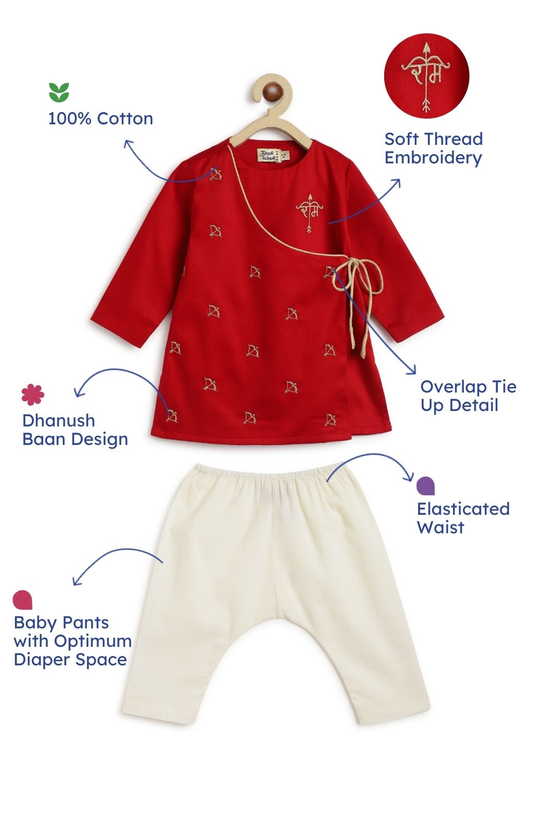 Jai Shri Ram Kurta Pyjama Set - Red