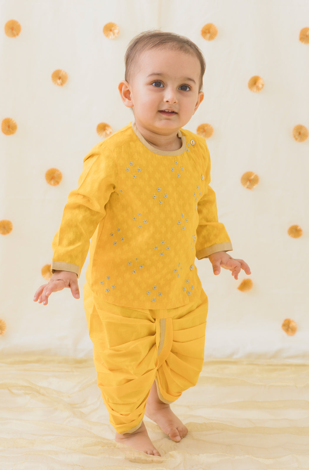 Zari Dhoti Kurta Set - Yellow - Image 2