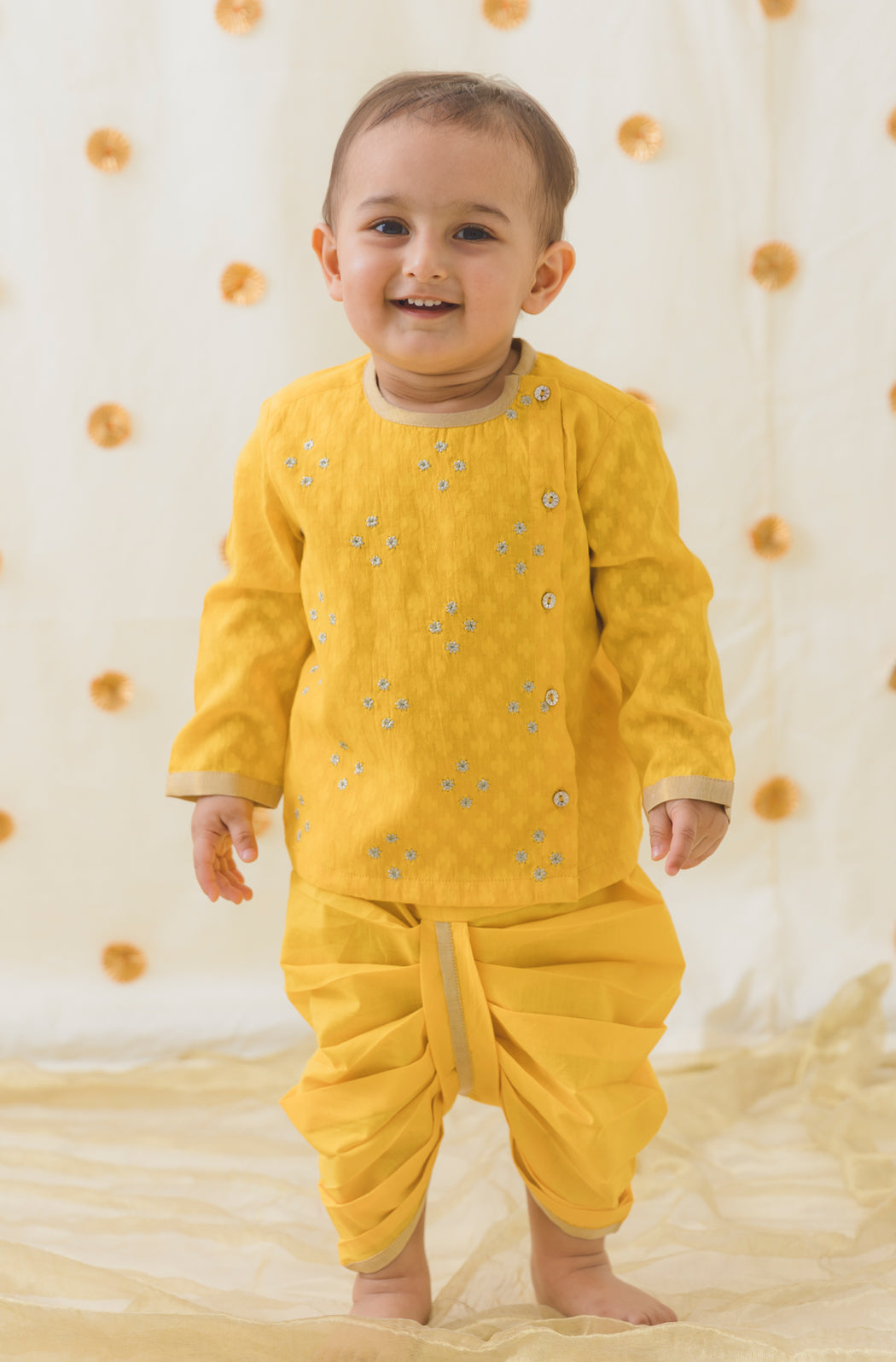 Zari Dhoti Kurta Set - Yellow - Eco-friendly - Sama Homes