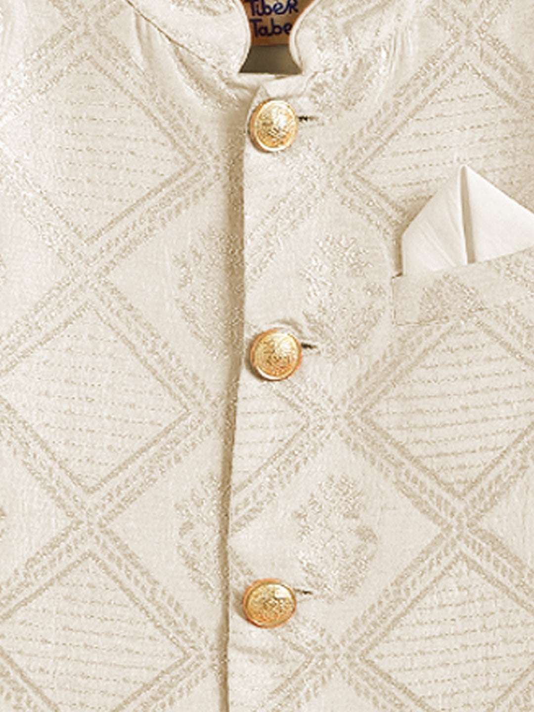 Khwabeeda Brocade Sherwani Set - Cream - Image 8