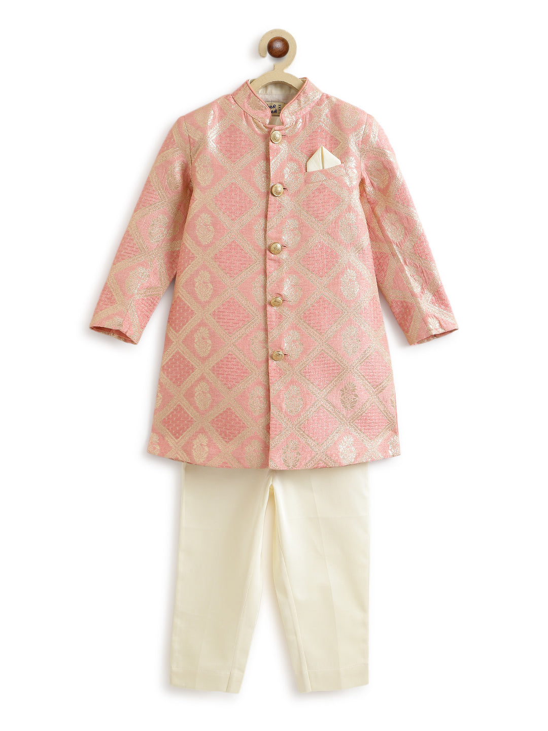 Khwabeeda Brocade Sherwani Set - Pink