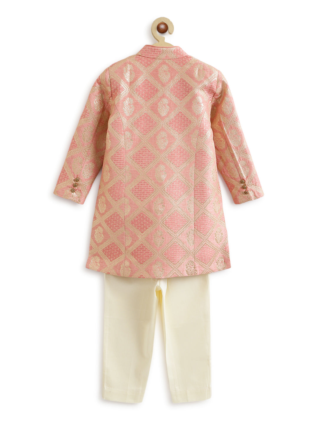 Khwabeeda Brocade Sherwani Set - Pink - Image 4