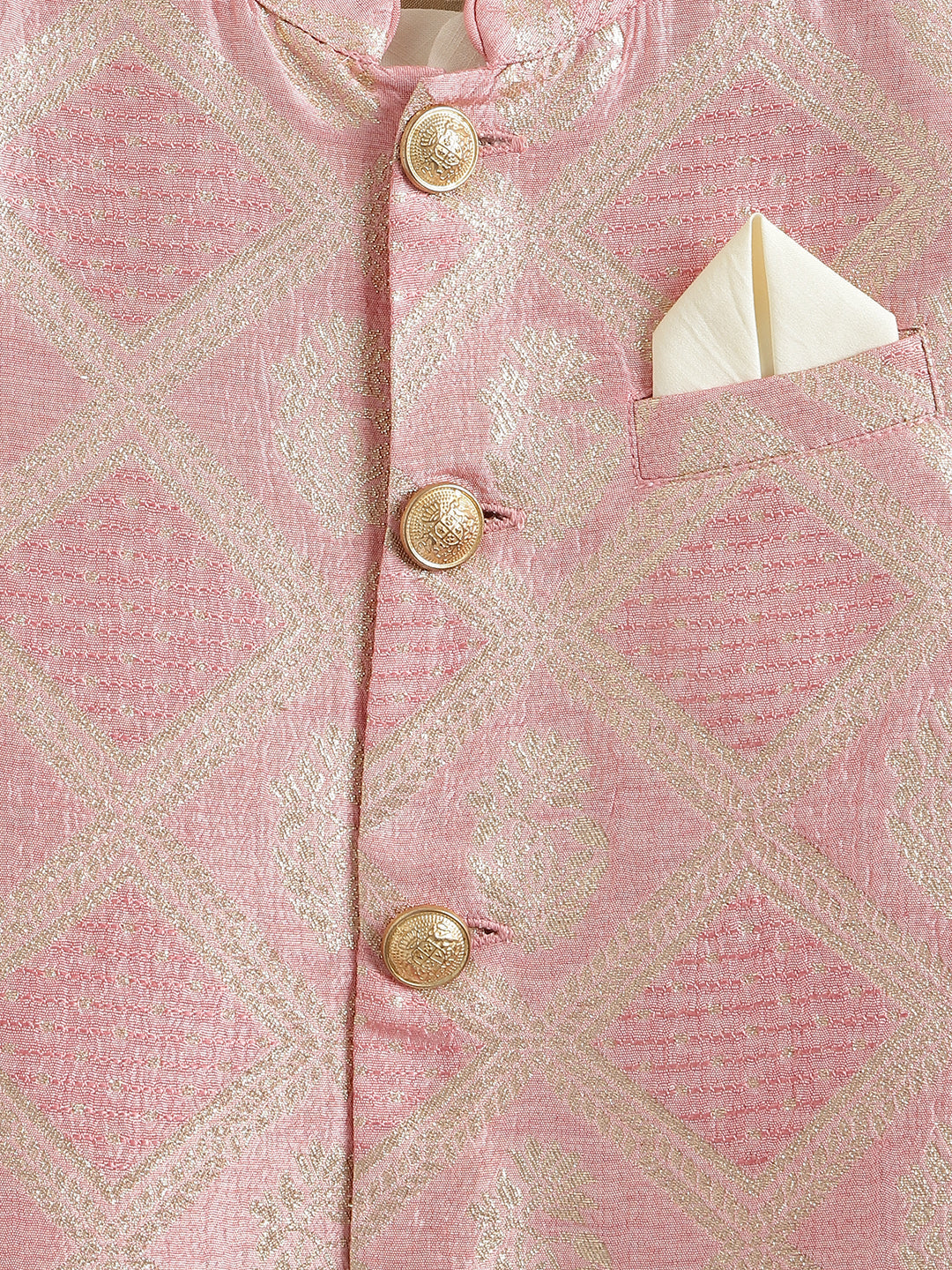 Khwabeeda Brocade Sherwani Set - Pink - Image 8