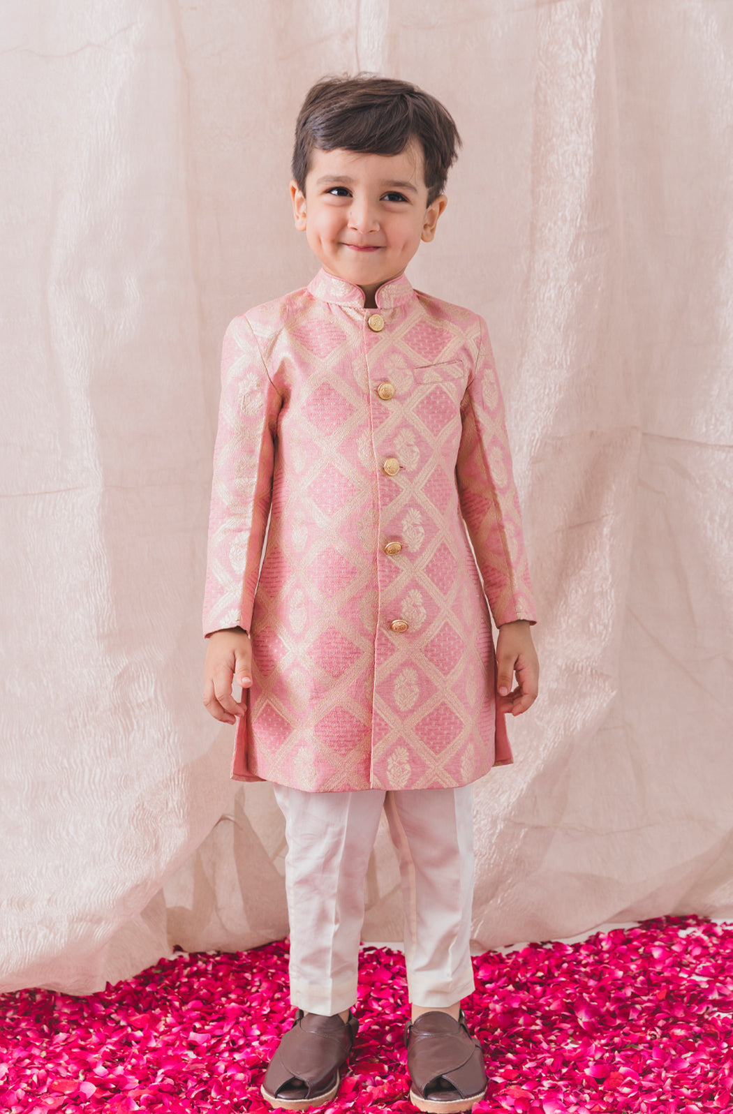 Khwabeeda Brocade Sherwani Set - Pink