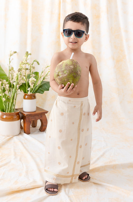 Polka Dot Solid Mundu