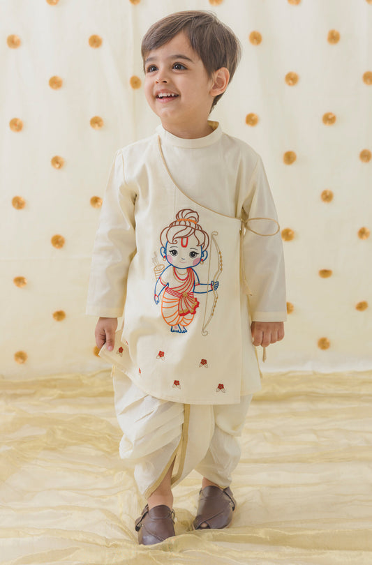 Ram Lalla Dhoti Kurta Set - Cream
