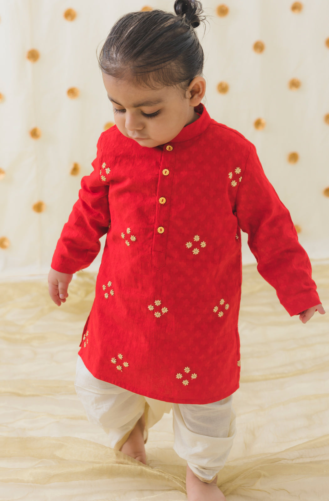 Classic Zari Dhoti Kurta Set - Red