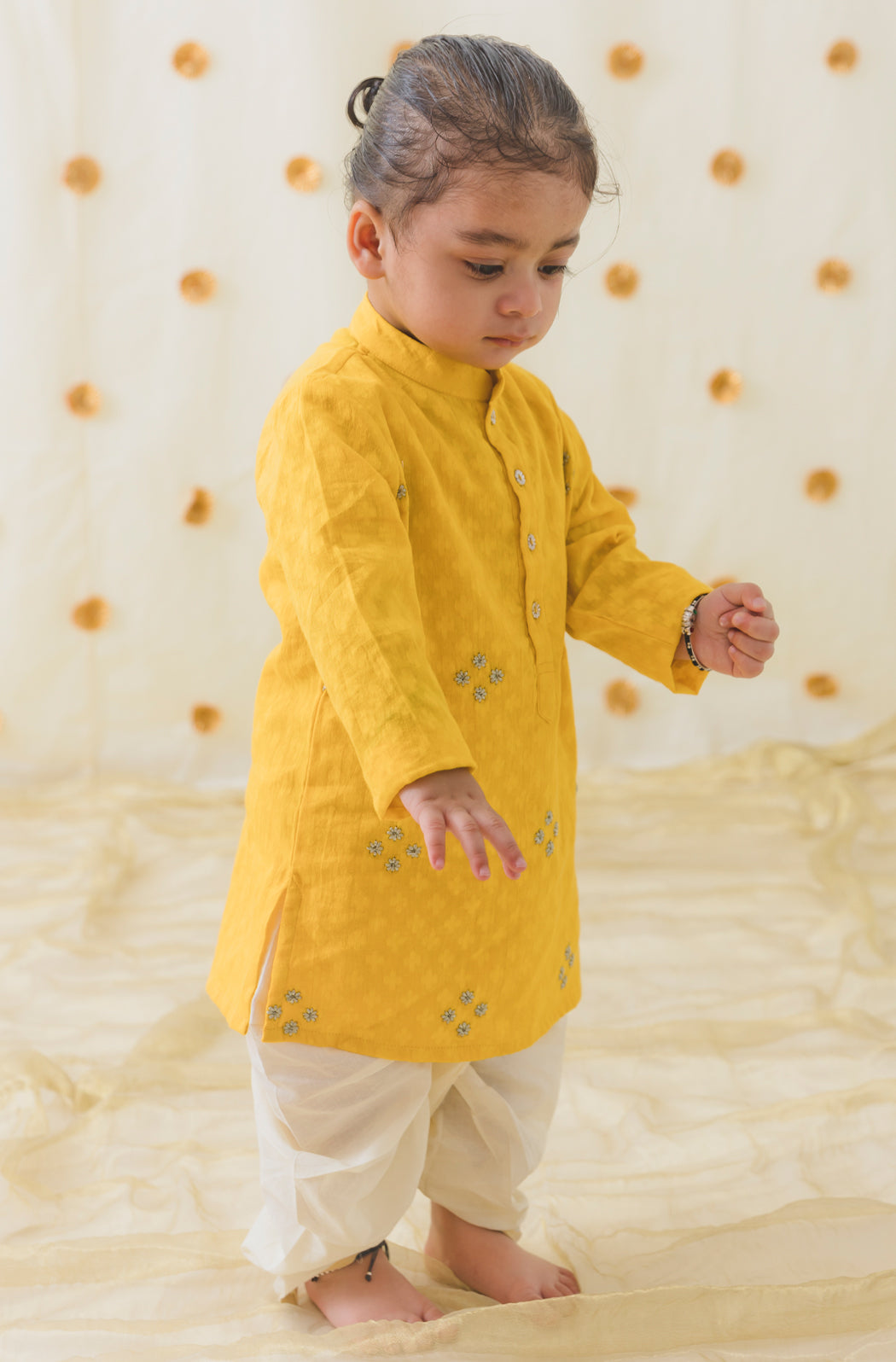 Classic Zari Dhoti Kurta Set - Yellow