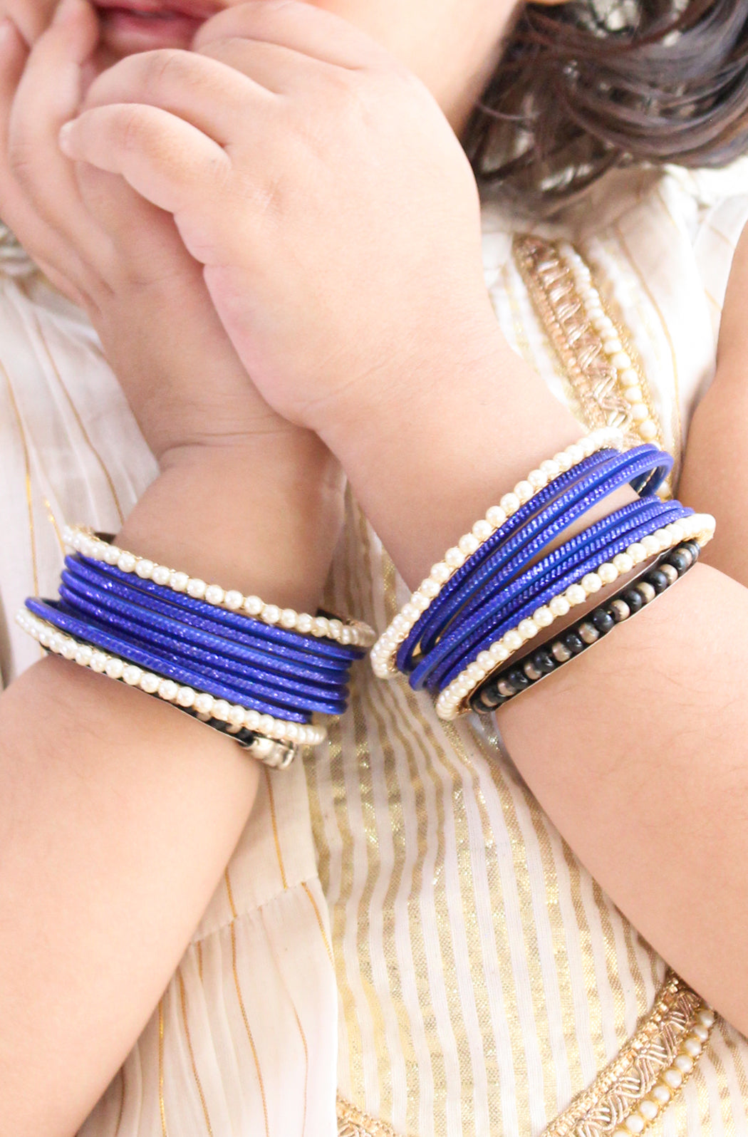 Pearl Elegance Blue Bangles
