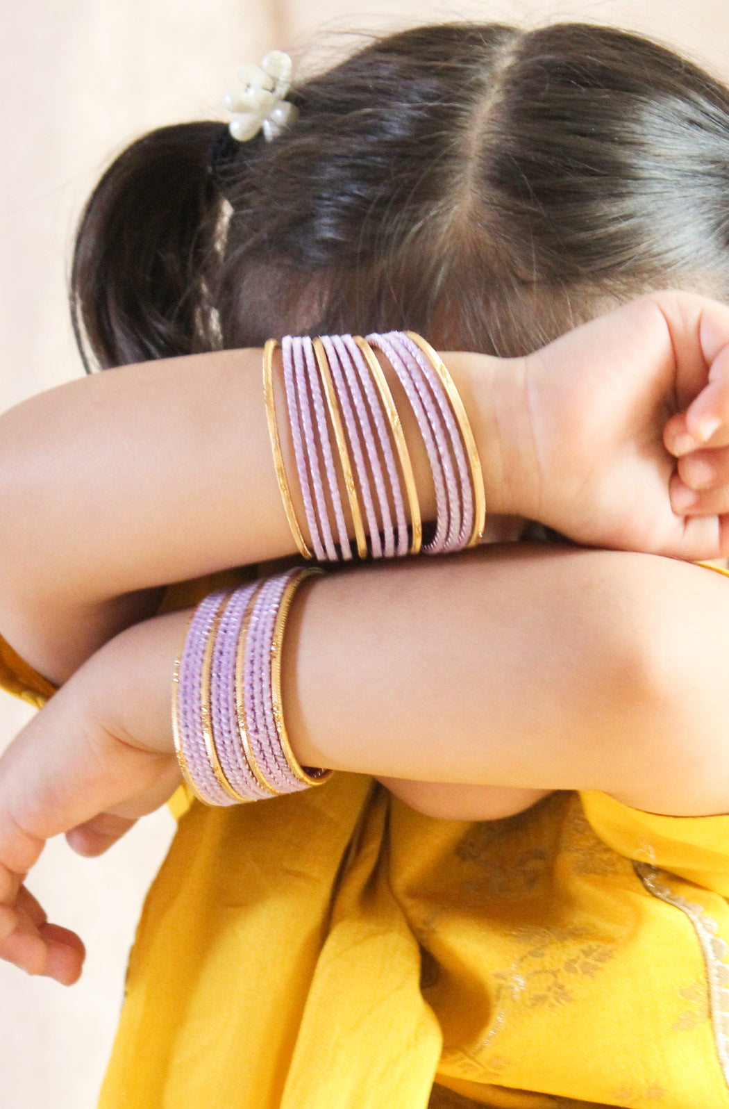 Dreamy Gold Lilac Bangles