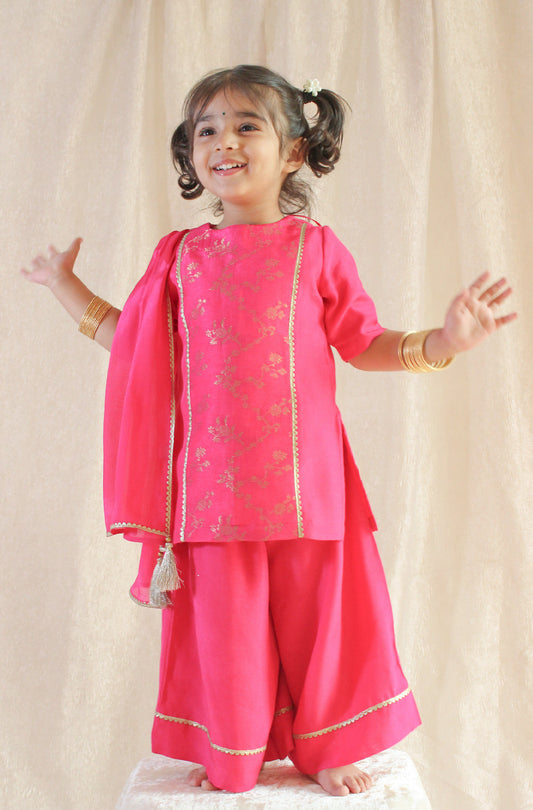Fuchsia Bloom Brocade Suit Set