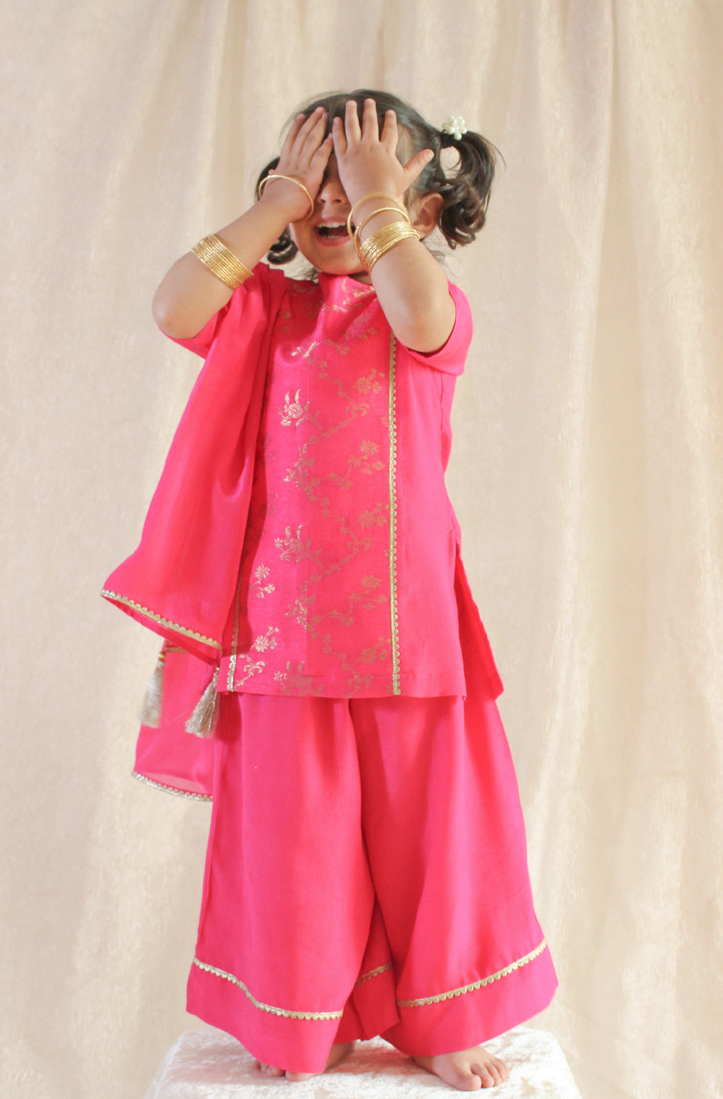 Fuchsia Bloom Brocade Suit Set