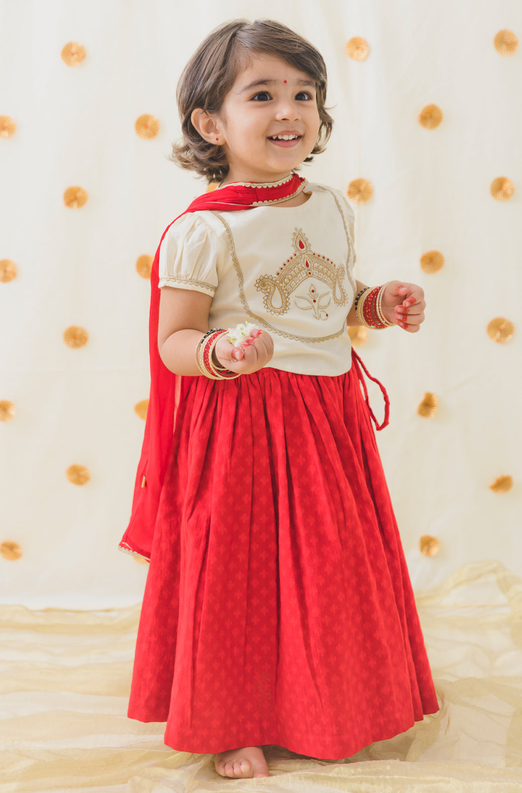 Devi Durga Lehenga Set - Red