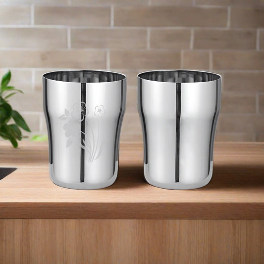 Stainless Steel UNO Glasses (Laser Design) Available in Sets | Premium Serveware | Sama Homes
