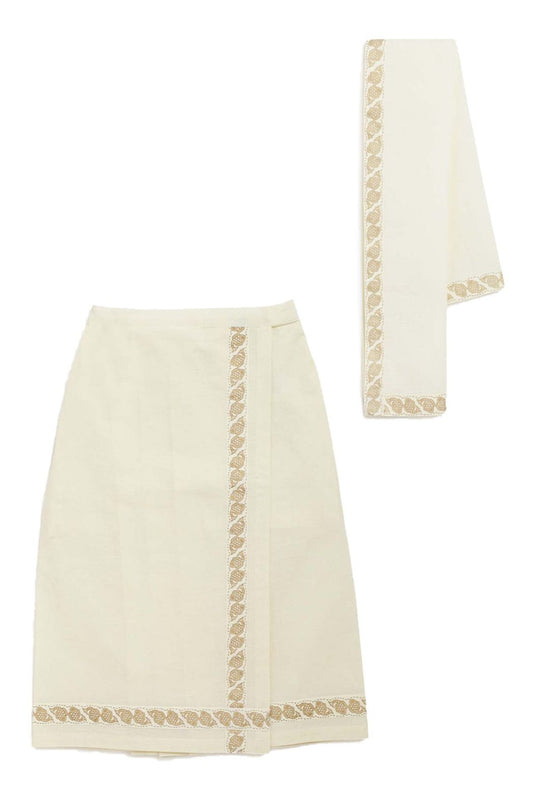 Mundu Dhoti / Angvastram - Cream