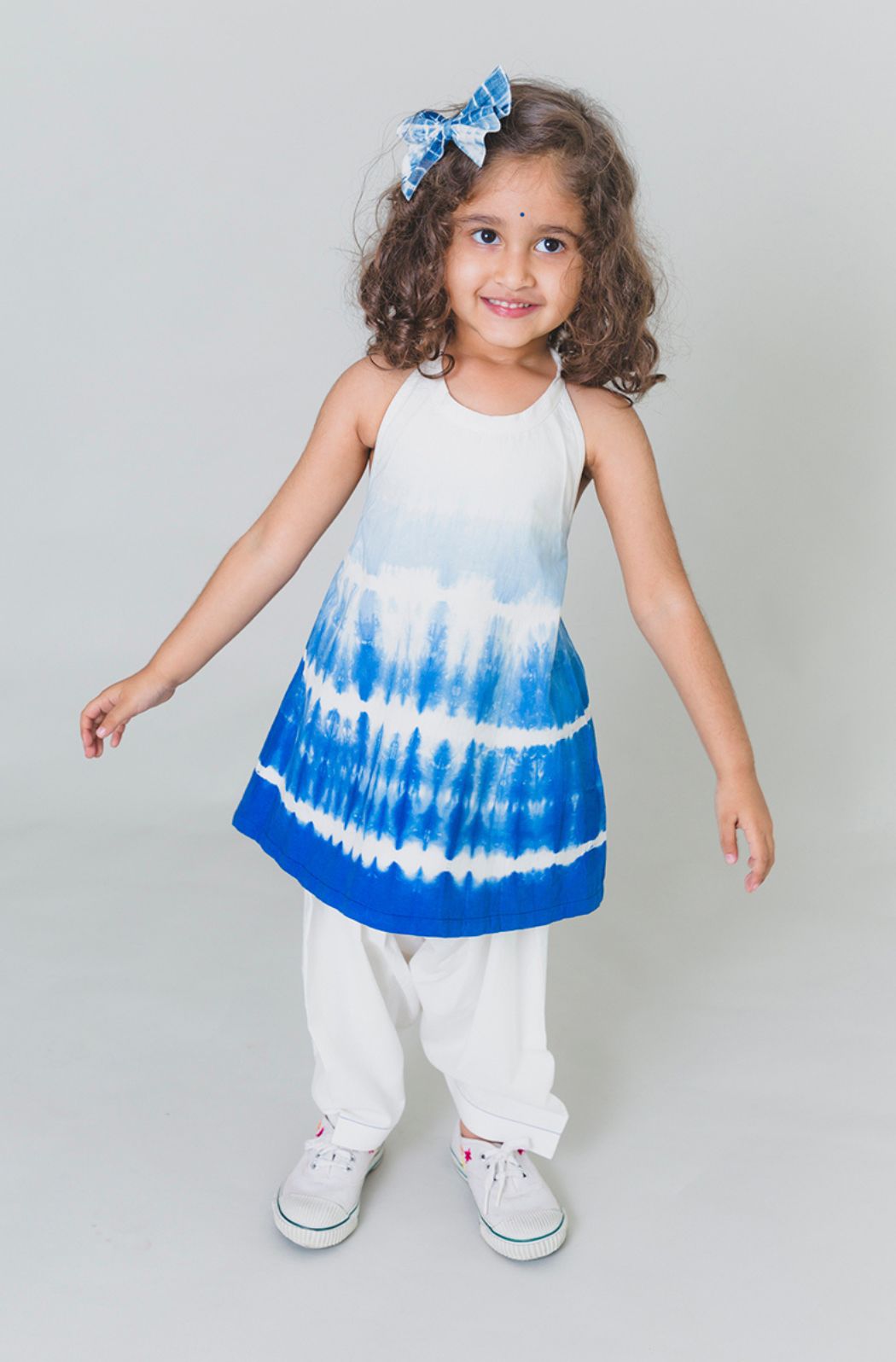 Girls Blue Shibori Top Set - Eco-friendly - Sama Homes