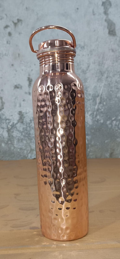 Handcrafted Ayurvedic Pure Copper Water Bottle - 950ml Hammered Design with Leak-Proof Loop Cap | 100% Certified Purity by Sama Homes - Copper Bottle (View 10)