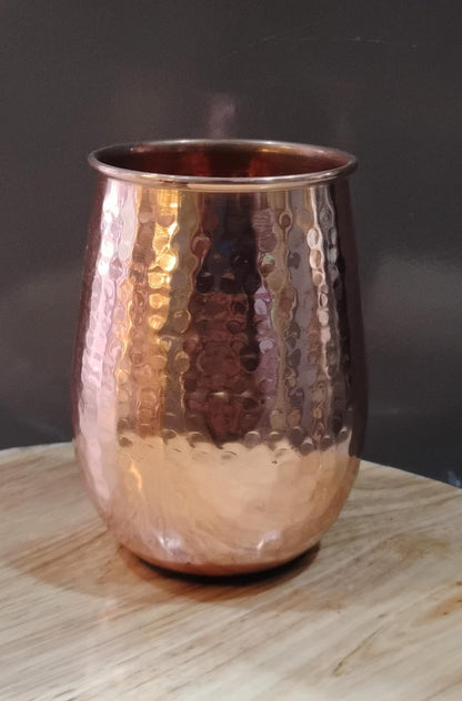 Pure Copper Curved Hammered Tumbler Set of 2 (400ml Ayurvedic Glasses) by SAMA Homes - Sustainable Living (View 2)