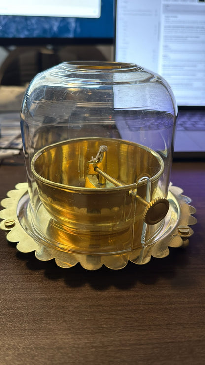 Brass Akhand Diya with Adjustable Bati, with Screw Lever for Puja, Borosilicate Glass by Sama Homes - Sustainable Living (View 4)
