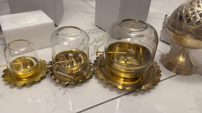 Brass Akhand Diya with Adjustable Bati, with Screw Lever for Puja, Borosilicate Glass by Sama Homes - Sustainable Living (View 3)