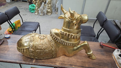 Large Brass Nandi Statue (34 Inch) - Premium Glossy Finish | 30kg Vastu Idol by SAMA Homes - Sustainable Living (View 2)