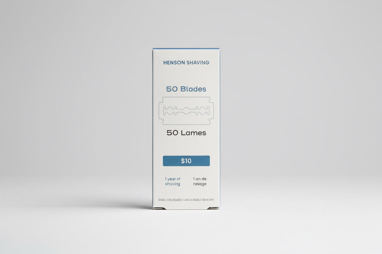 Box of Henson Shaving blades on a wooden surface - Image 2