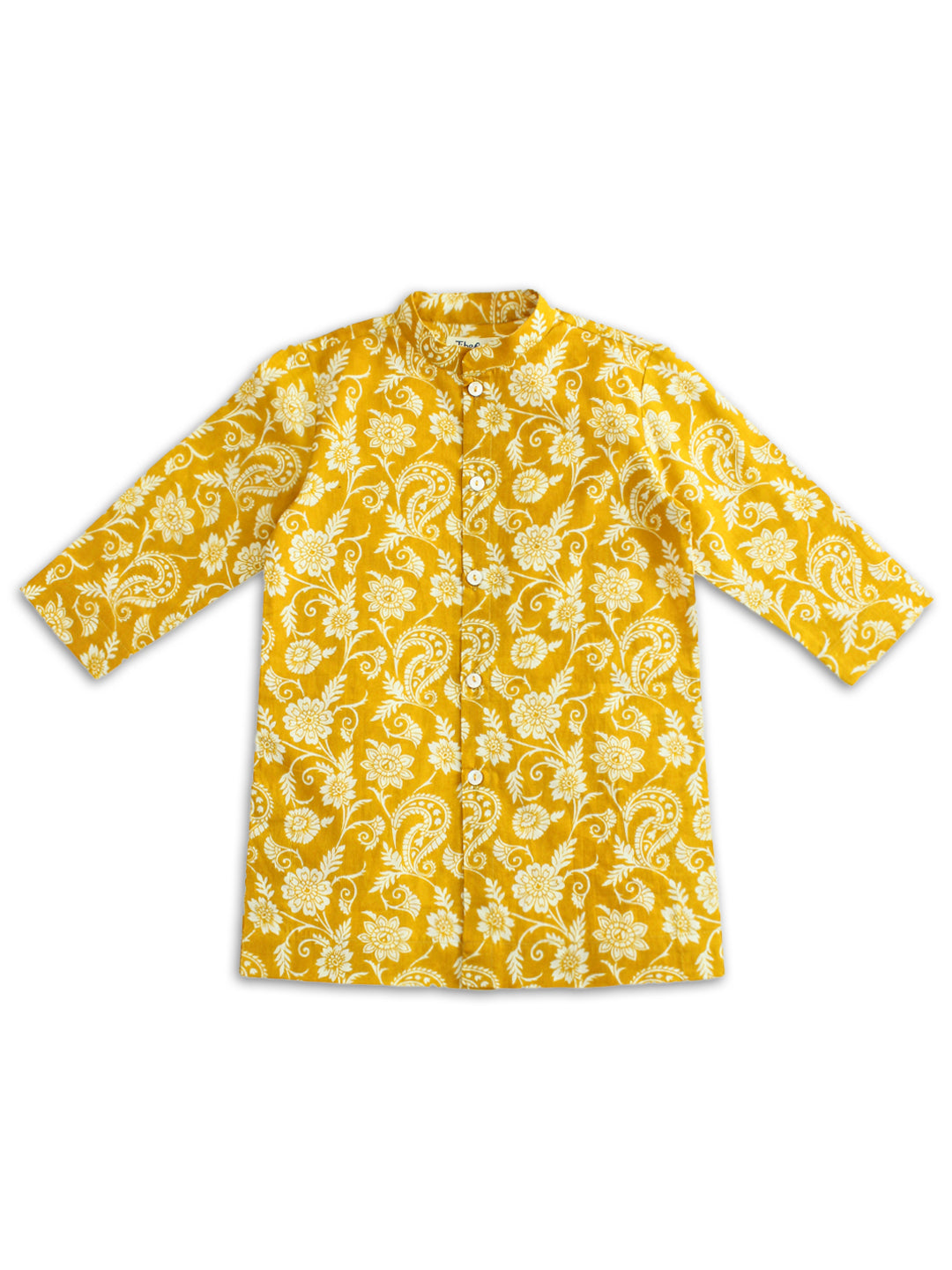 Floral Kurta Pyjama Set - Yellow