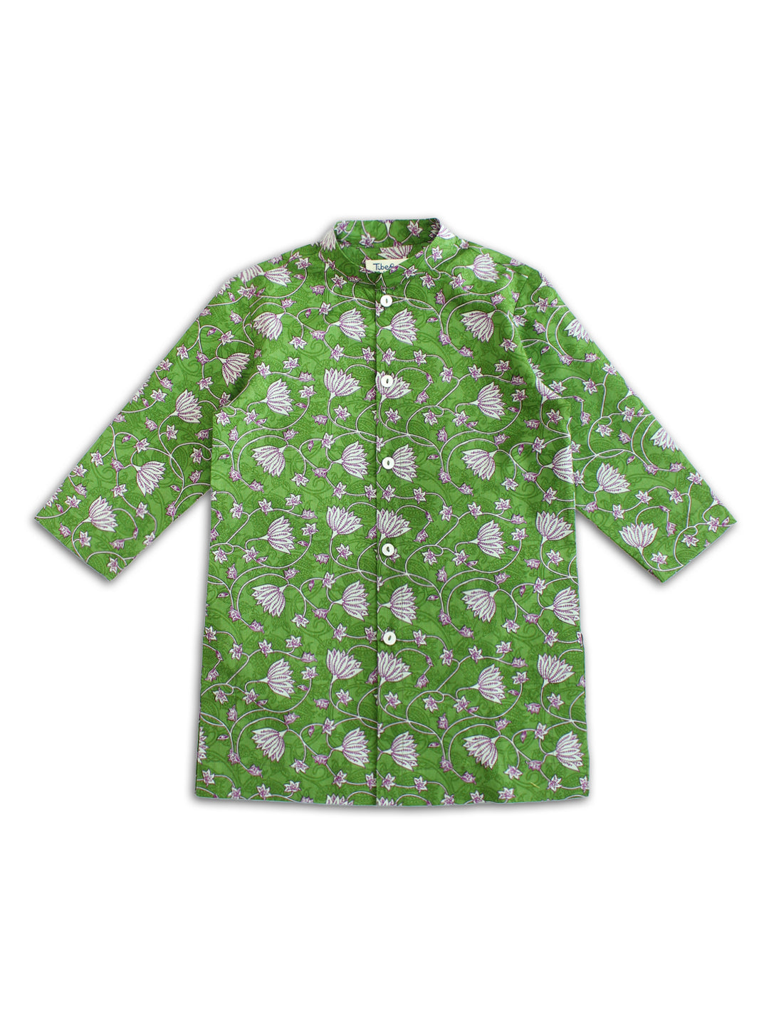 Floral Kurta Pyjama Set - Green - Image 2