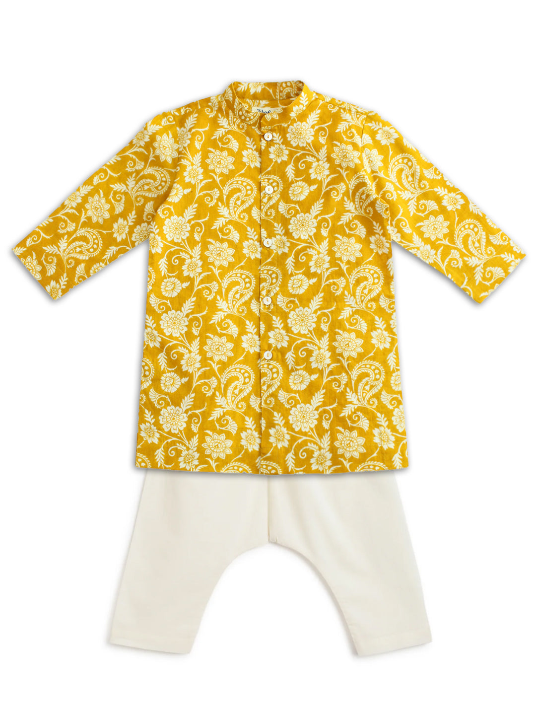 Floral Kurta Pyjama Set - Yellow - Eco-friendly - Sama Homes