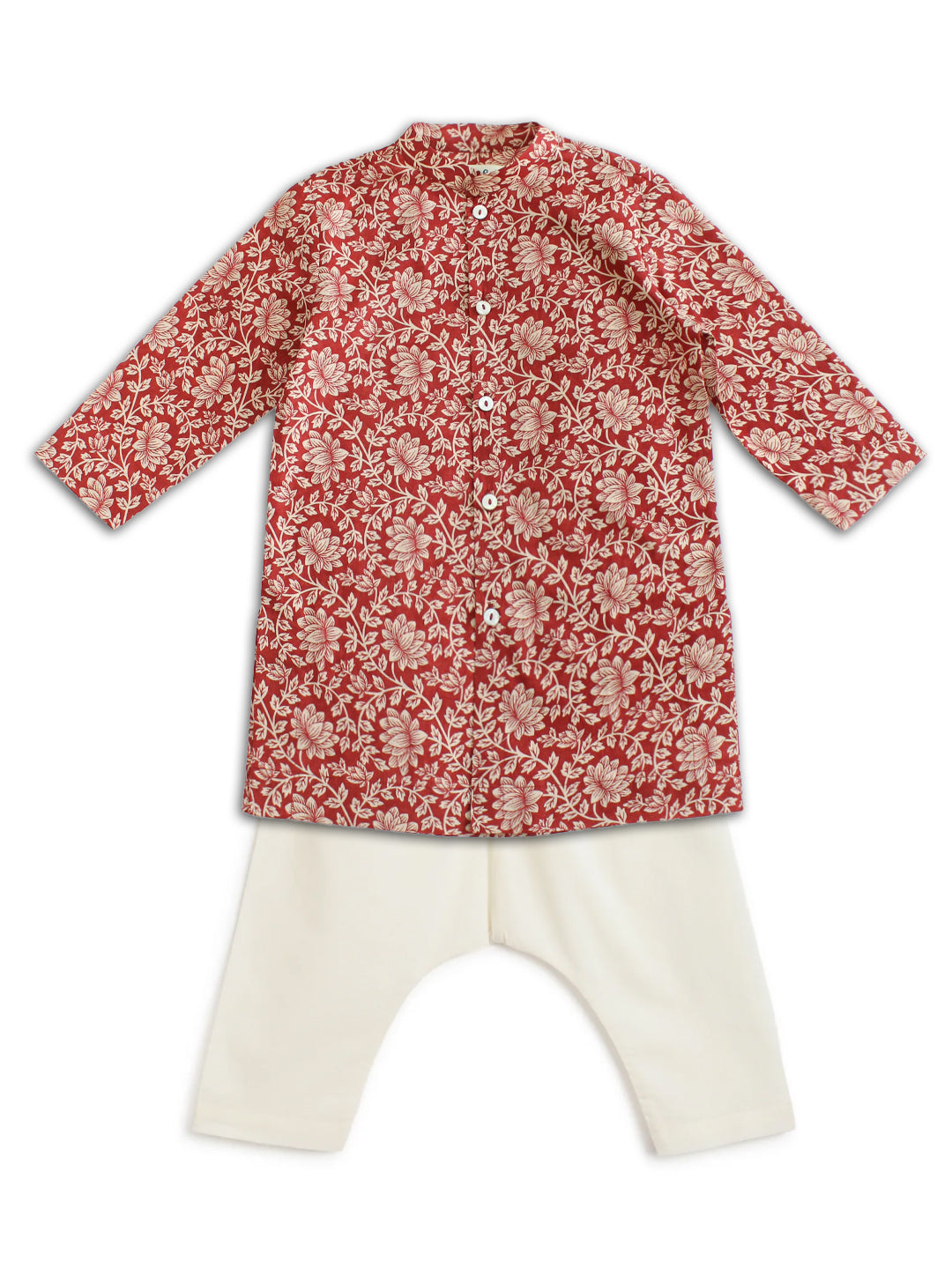 Floral Kurta Pyjama Set - Red - Eco-friendly - Sama Homes